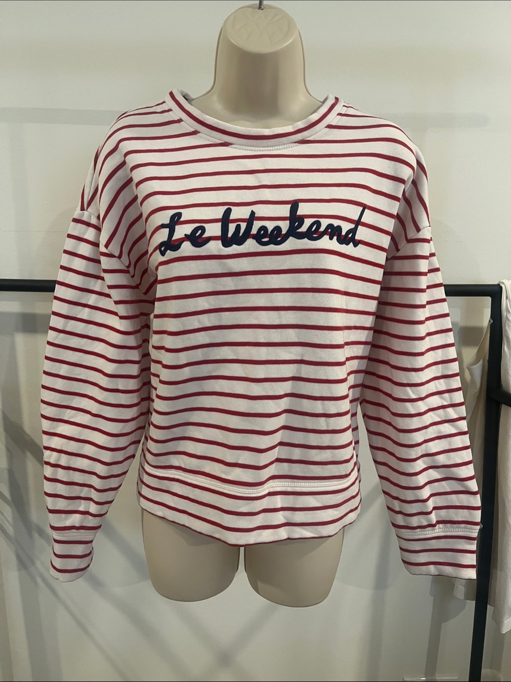 J. Crew Striped Sweatshirt Le Weekend Medium Fleece Parisian Nautical Lounge